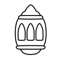 Outline Islamic Lantern Doodle Vector 
