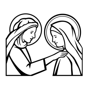 two women touching, black and white clip art preview