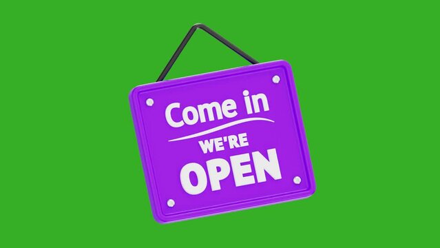 3D animation Open Shop Board with chroma key background. logistic and delivery set