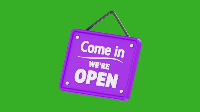 3D animation Open Shop Board with chroma key background. logistic and delivery set