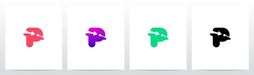 Arrow Lines Dot Encircle Letter Initial Logo Design P