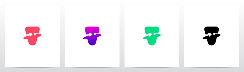 Arrow Lines Dot Encircle Letter Initial Logo Design V