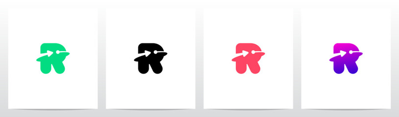 Arrow Lines Dot Encircle Letter Initial Logo Design R