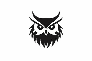 Fototapeta premium Owl full body logo minimal simple flat vector black