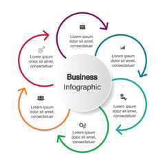 Six Stage Process Cycle Business Infographic