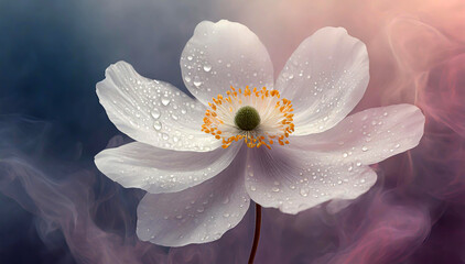 Zawilec, biały kwiat