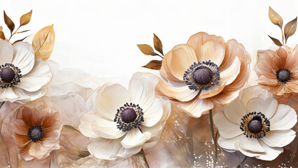 Fototapeta na wymiar Anemony, tapeta kwiaty