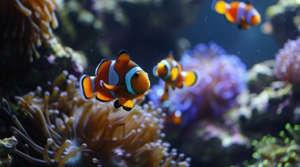 Clown fish swimming together photo