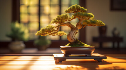 bonsai plant on table