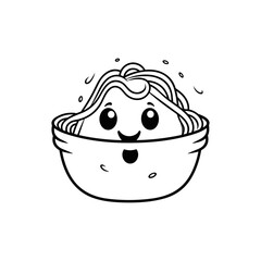 coloring page for kids, style of coloring book, a lineal icon depicting cute Spaghetti on white background