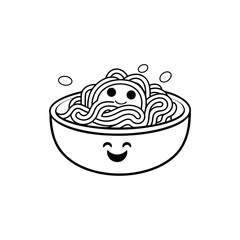 coloring page for kids, style of coloring book, a lineal icon depicting cute Spaghetti on white background