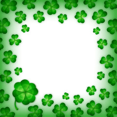 Saint Patrick's Day Clover Vector Background, Square Sized for Social Media, Gradients, Green and Transparent Background, Detailed, Varied Sizes, Realistic, Text Backdrop, Holiday Themed