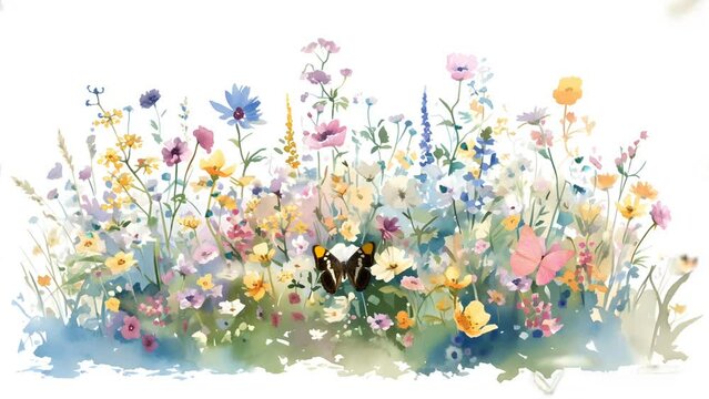 Vibrant watercolor blossoms and fluttering butterflies come to life in this enchanting spring animation, capturing the essence of the season’s joy and renewal.