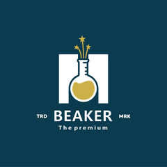 vector illustration of chemical tube logo icon with reaction splash