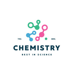 vector illustration of chemistry logo icon with combination of atomic reaction and brain attachment symbol