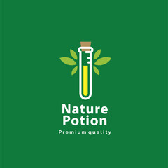 vector illustration of nature poison logo icon, chemical tube with natural healing solution