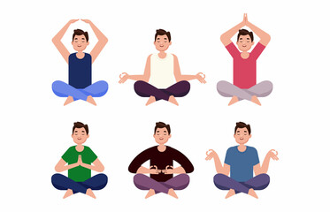 Flat people meditating illustration, yoga