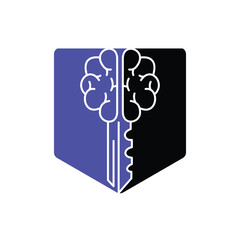 Key brain icon vector logo design. Smart key logo concept.
