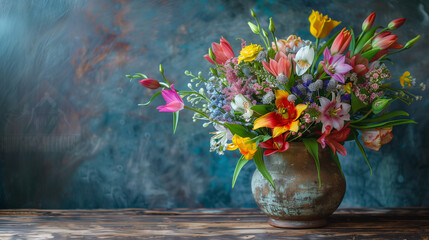 Vibrant Flower Arrangement in Vase - obrazy, fototapety, plakaty