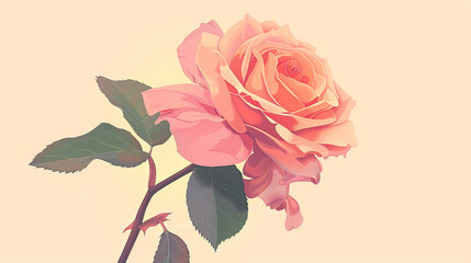 Delicate Pink Rose on Yellow