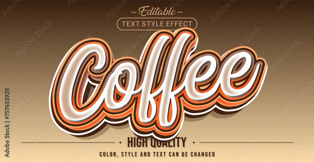 Aufkleber Editable text style effect - Coffee text style theme.