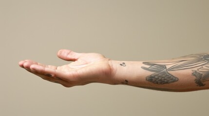 Delicate tattoo trend on girl s hand symbolizing freedom and uniqueness on beige banner background