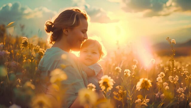 4K HD video clips A handsome father and his child are happily surrounded by beautiful nature, reminiscing about Father's Day.