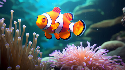 Fototapeta na wymiar clownfish on coral reef