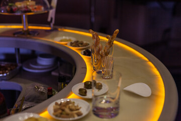 THe Business class cabin lounge of Airbus A380