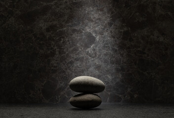 minimalistic composition of stones for the podium. podium of stones for the presentation of perfumery, cosmetics, medicine, jewelry products - obrazy, fototapety, plakaty