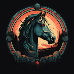 horse art logo t-shirt design