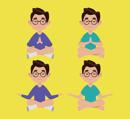 Flat people meditating illustration, yoga