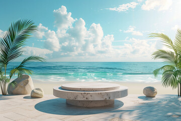 Obraz premium Beach podium mockup display 