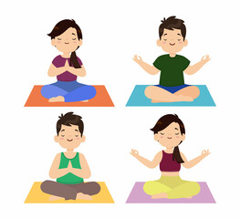 Flat people meditating illustration, yoga