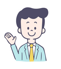 笑顔で案内するビジネスマン