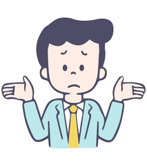 困った表情でお手上げのビジネスマン