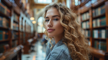 portrait of a woman in library