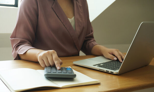Auditor or internal revenue service staff , Business woman checking annual financial statement of company. Audit concept