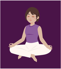 Flat people meditating illustration, yoga