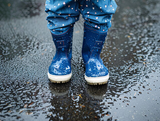 雨の日の子供の長靴