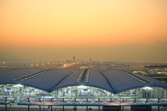Jan 10 2015 the Hong Kong International Airport at the evening