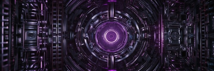 Purple abstract technology artificial intelligence concept background, banner template background illustration from Generative AI