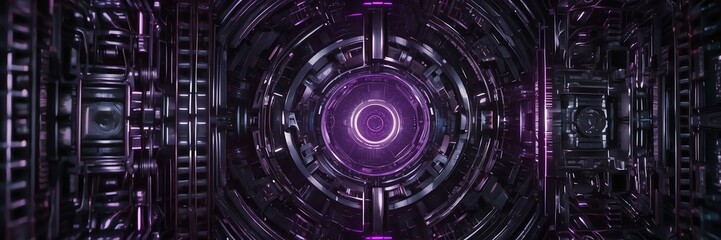 Obraz premium Purple abstract technology artificial intelligence concept background, banner template background illustration from Generative AI