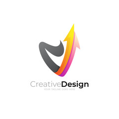 Arrow logo with letter V, abstract V logo and arrow design vector