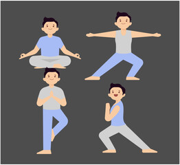 People in poses of yoga 