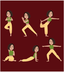 People in poses of yoga 