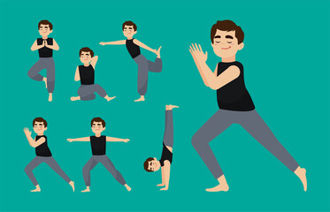 People in poses of yoga 