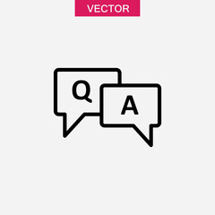 FAQ, questions and answers icon. Q and A speech flat liner illustration..eps