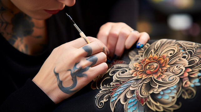 A woman hands tattoo on it 