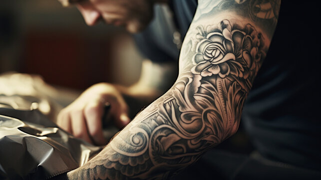 hands of the person with beautiful tattoo 